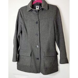 Womens Gap Gray Wool‎ Blend Button Peacoat Small